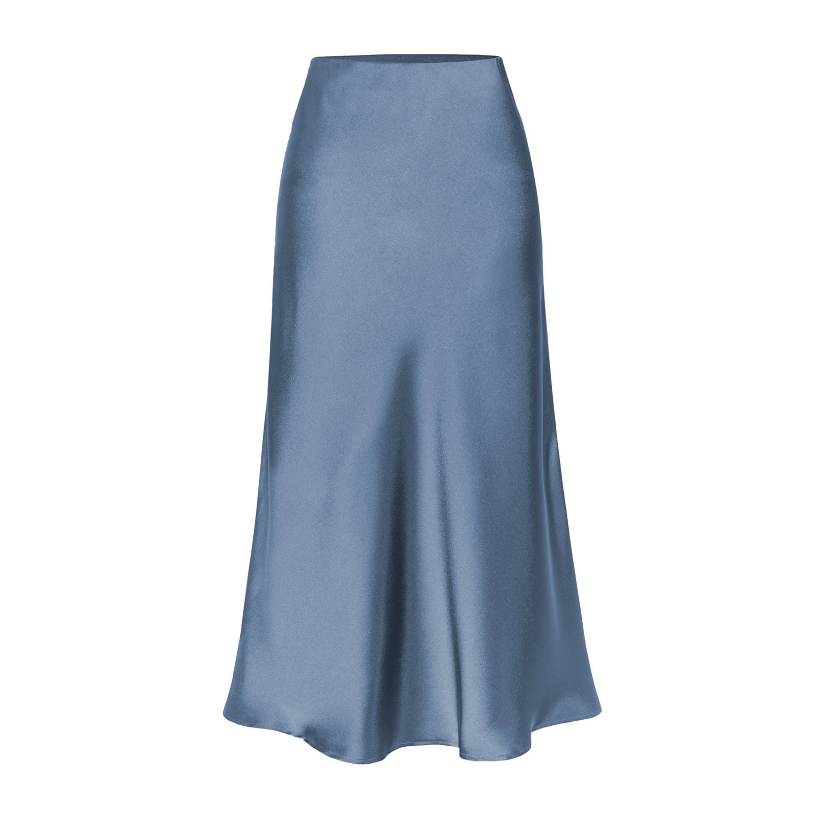 thumbnail image 5 of Falda de satén de cintura alta para mujer - Minifalda evasé con cintura elástica y cremallera - Elegante para fiestas/oficina - Tejido de satén S-XL, 5 of 5
